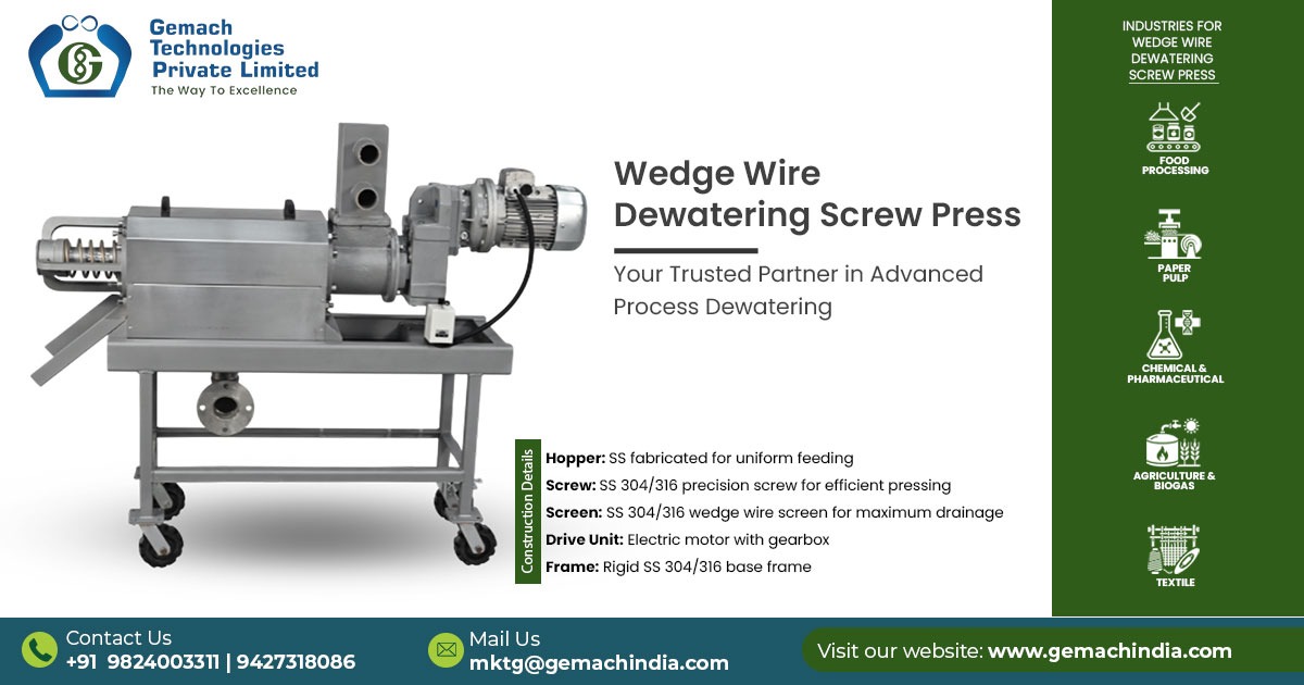 Industrial Wedge Wire Dewatering Screw Press In Rajasthan