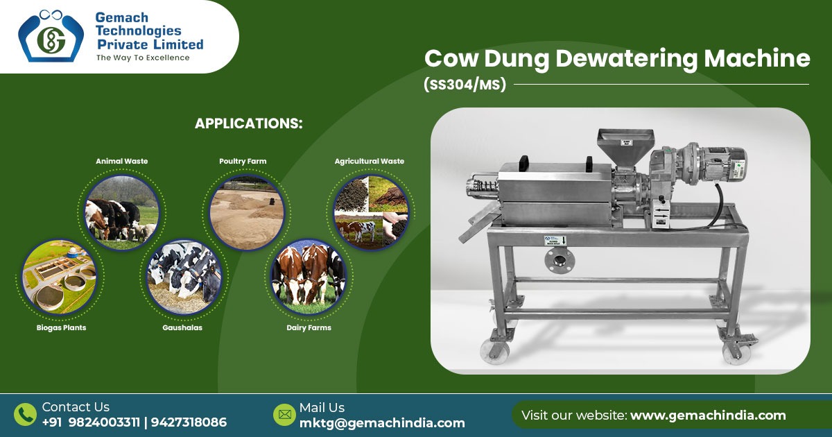 Cow Dung Dewatering Machine in Gujarat by Gemach Technologies