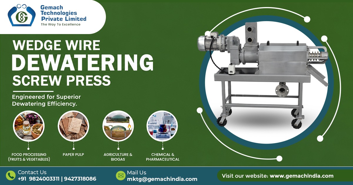 Wedge Wire Dewatering Screw Press Machine in Gujarat