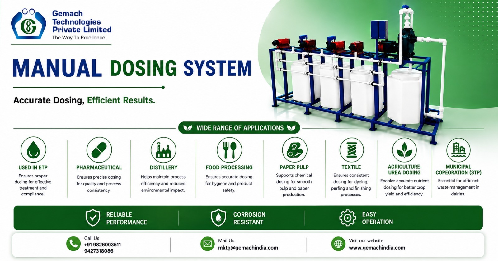 बेहतर प्रक्रिया नियंत्रण के लिए विश्वसनीय Manual Dosing System